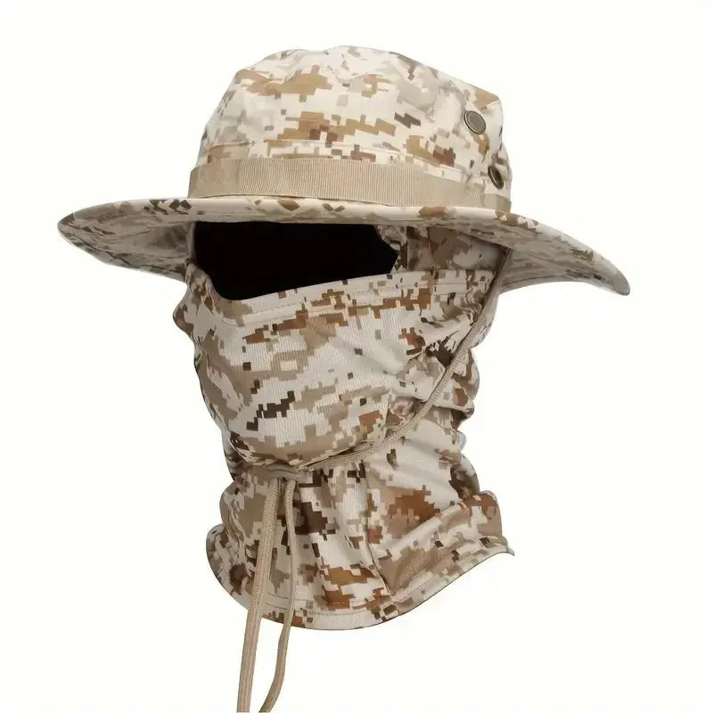 Camouflage Boonie Cap Balaclava Hat Set Foldable Soft Brim Sun Protection For Outdoor Hunting And Fishing