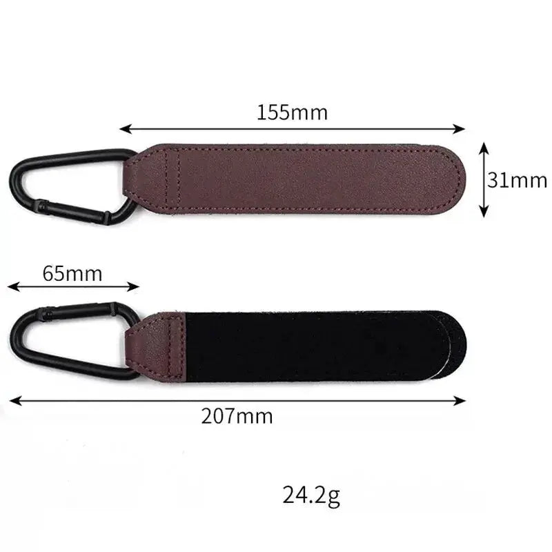 2 Pack PU Leather Stroller Hooks Adjustable Pram Hanger For Diaper Bags Baby Travel Accessories