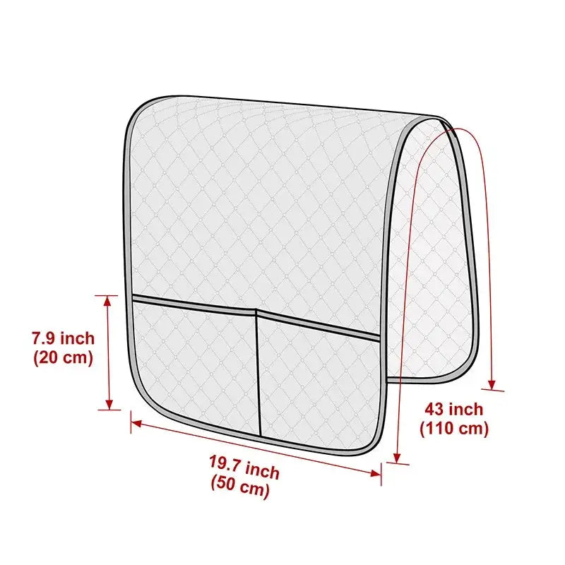 Simples Market 1pc sofa armrest cover with pockets; white quilted water-repellent slipcover for remote and cellphone