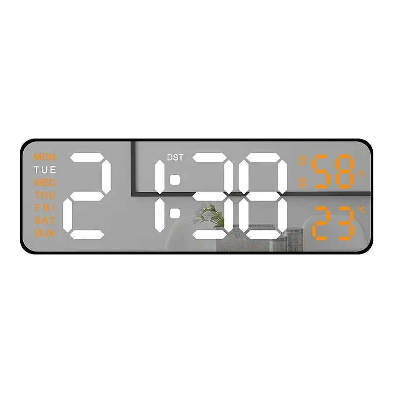 9-inch digital wall clock by Simples Market with USB power, temp and humidity display, week display, auto dimmer, 12/24h