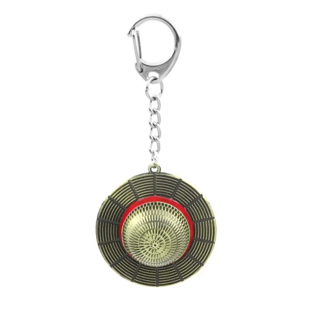 Classic Anime Straw Hat Pendant Keychain Zinc Alloy Gold Color Jewelry Key Ring for Fans Cosplay