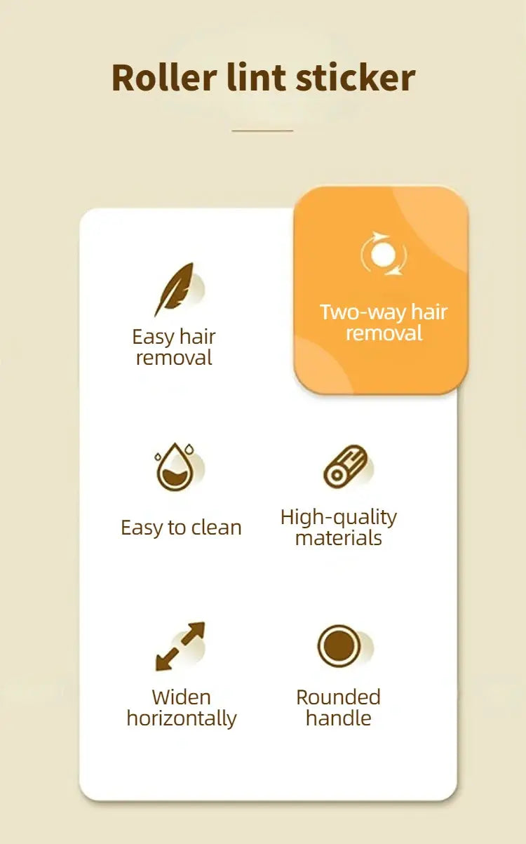 Simples Market roller lint sticker pet hair remover for clothes and surfaces, two-way hair removal, easy to clean.