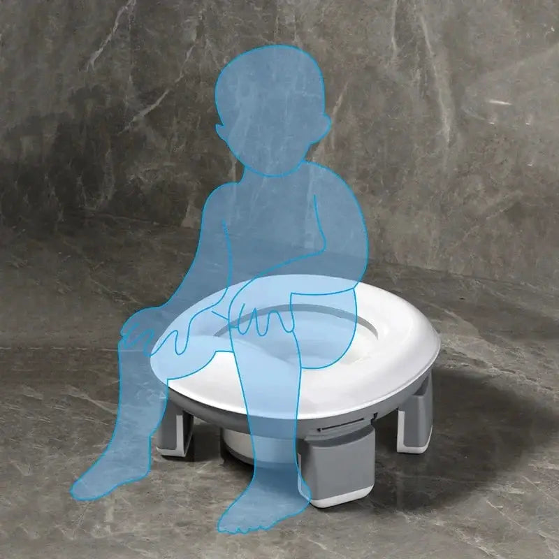 3 In 1 Travel Toilet Seat Foldable Blue Baby Potty Portable Silicone Potty Training Seat With Bags