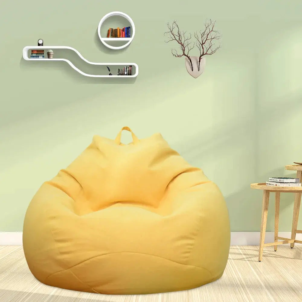 Large yellow bean bag cover for adults with handle, without filler, living room tatami lounger style