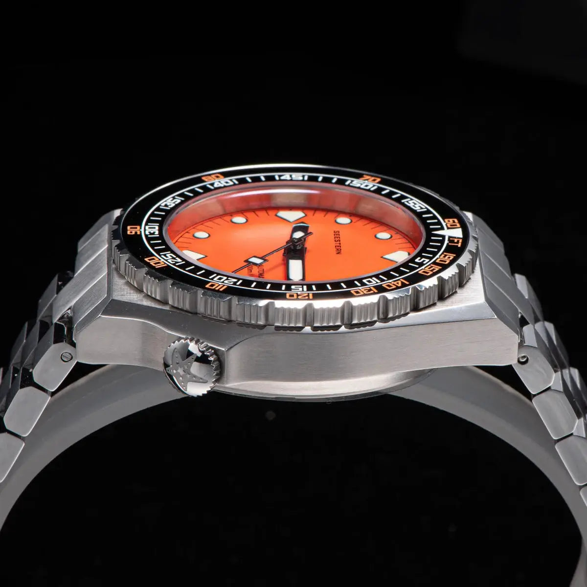 Seestern SUB600T V3 men's diving watch with orange dial and ceramic bezel