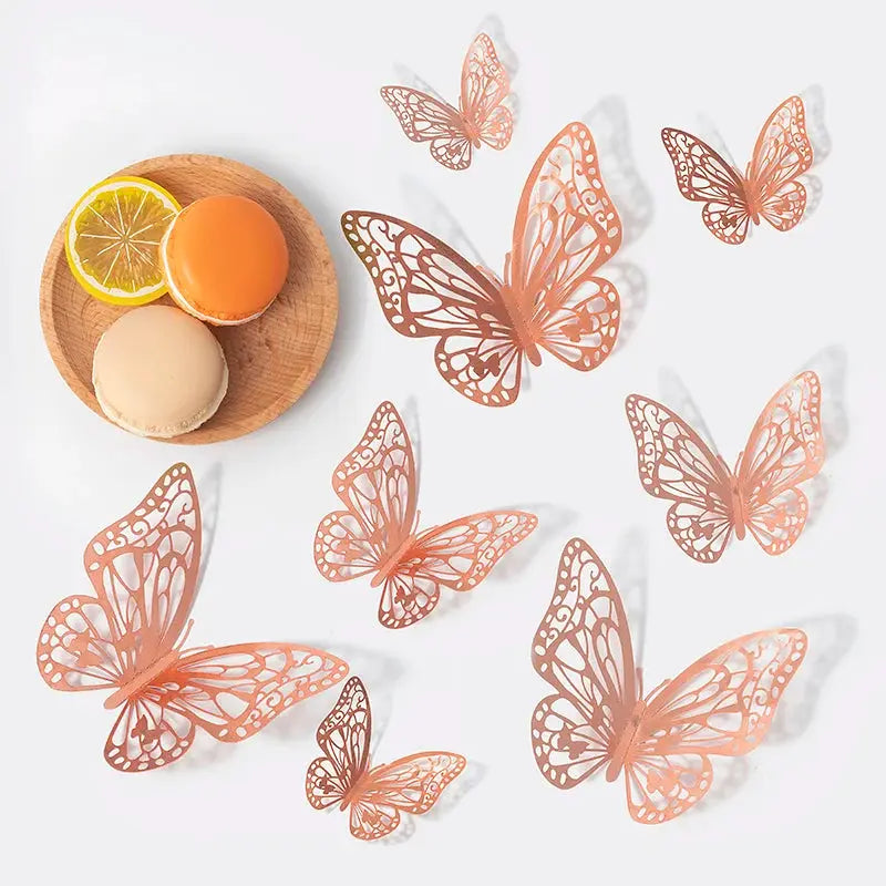 12 Piece Set 3D Hollow Butterfly Wall Stickers For Wedding Decor Children Room Living Room Kids Bedroom DIY
