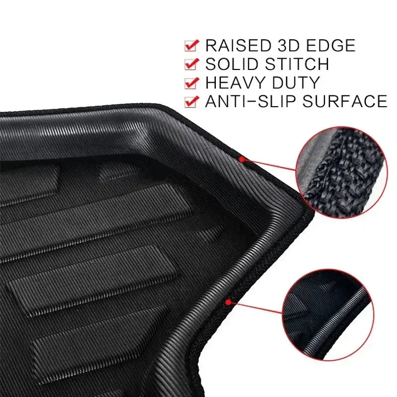 Rear trunk mat for Toyota RAV4 XA50 by Simples Market, waterproof anti-slip boot floor protector with raised edge, black