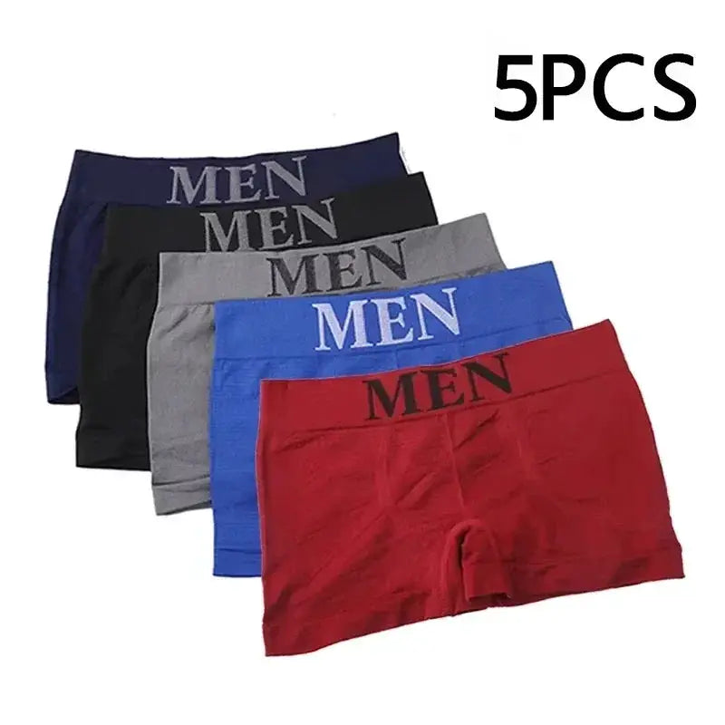 5 Pack Men's Boxer Briefs High Elastic Breathable Underwear Soft Stretch Fabric Plain Color