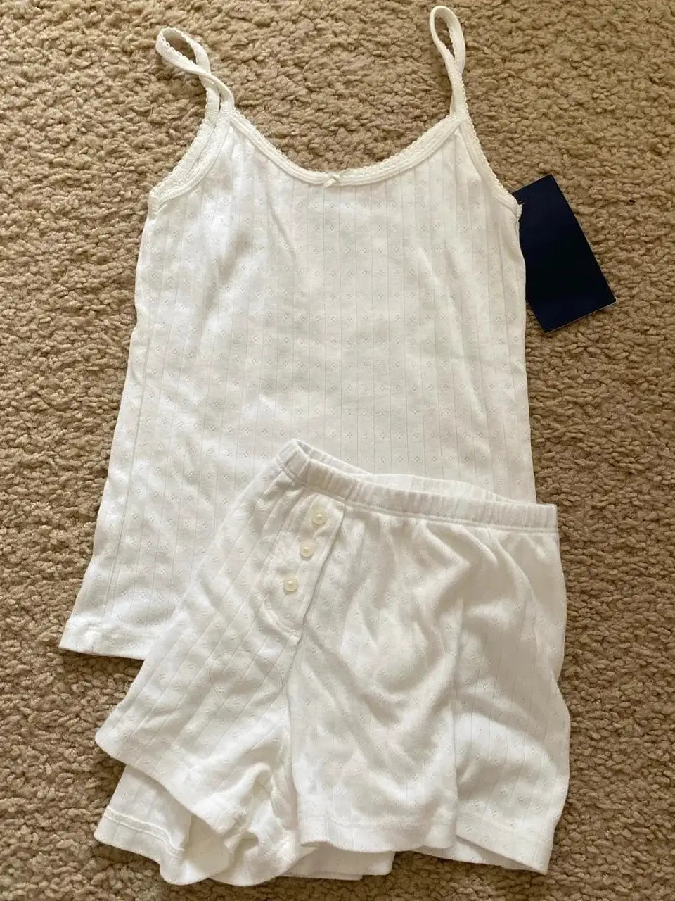 Strawberry Print Vest And Shorts Set For Women Eyelet Bow Tank Top