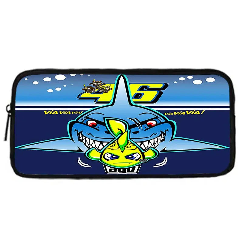 VR46 kids pencil bag with blue shark design by Simples Market