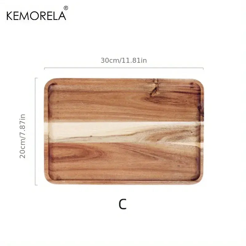 KEMORELA Acacia Wood Coffee Tray Gongfu Tea Tray Serving Tray For Coffee Tea Desserts Candies Decorative Wood Tray
