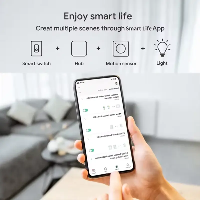 Tuya Zigbee 3.0 gateway hub, white wireless bridge for smart home, controlled via Smart Life app