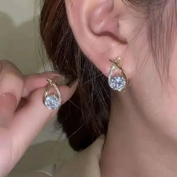 Exquisite Leaves Crystal Flower Stud Earrings For Women AAA Zircon Rose Butterfly Tassel Bridal Wedding Party Jewelry