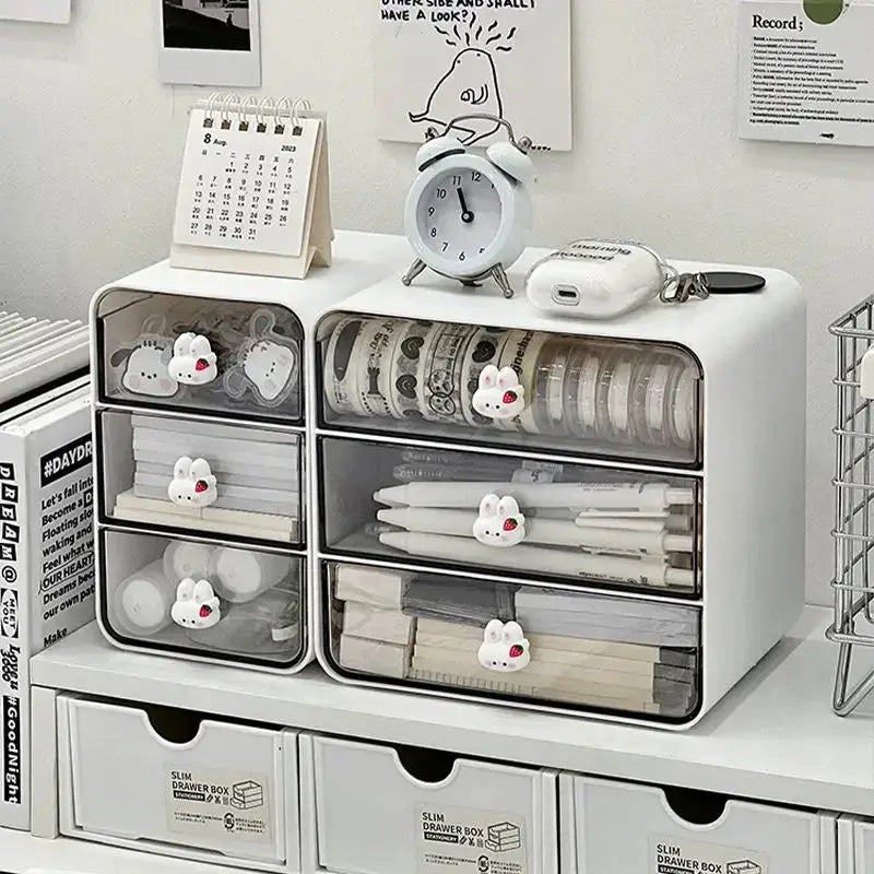 Clear Desktop Drawer Box Pen Holder Organizer For Hair Accessories Storage Cosmetics Stationery Home School Office