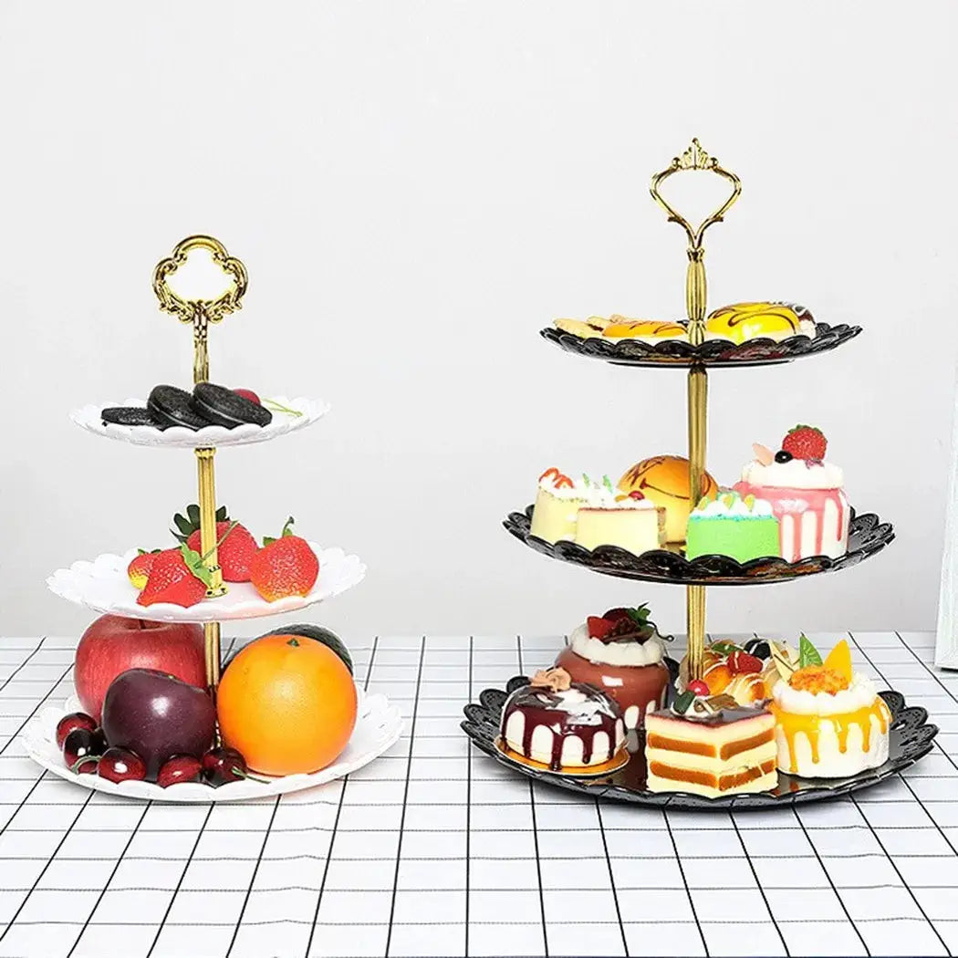 3 Tier Cake Stand Dessert Tray Display For Birthday Party Wedding Eco Friendly ABS Plastic