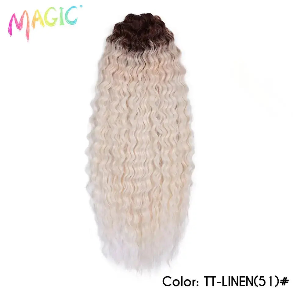 Magic Ariel Curl water-wave crochet hair, ombre blonde, 22 inch deep-wave braiding extension