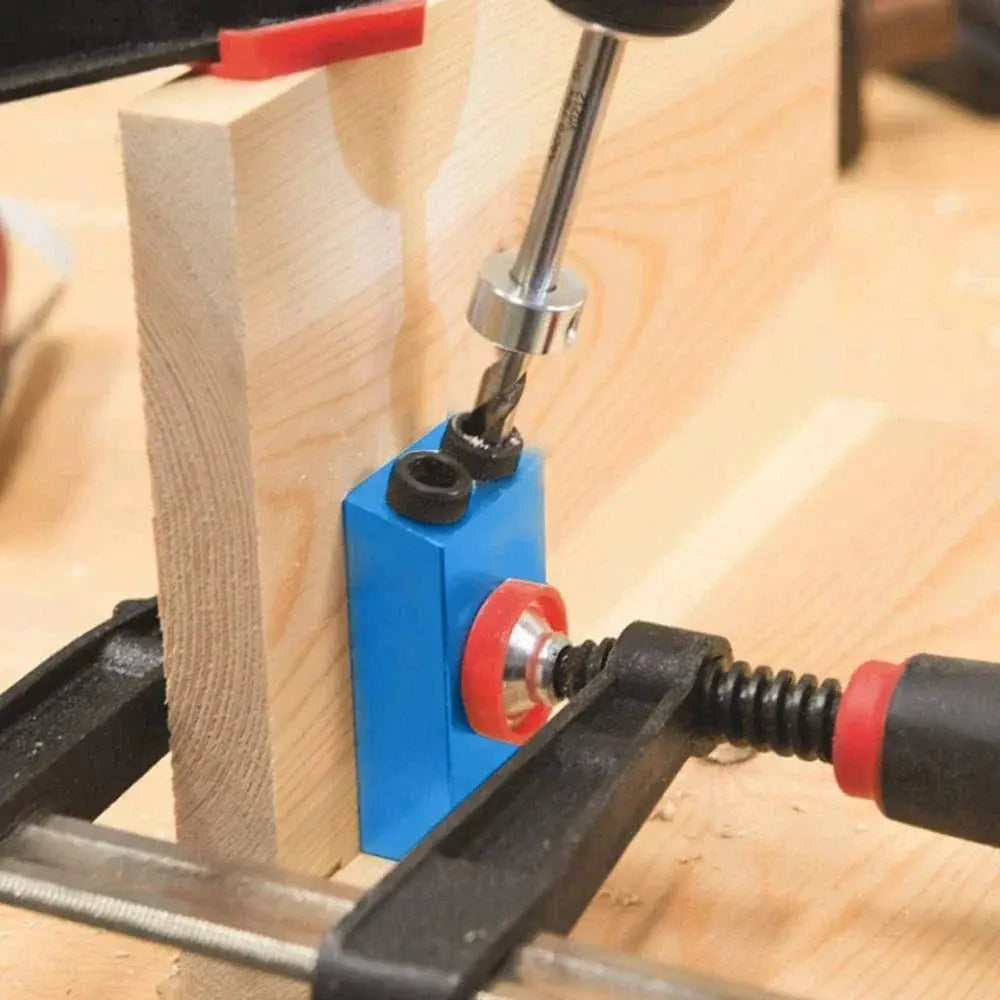 Woodworking Oblique Pocket Hole Locator Jig Kit 15 Degree Angle Drill Guide Set Hole Puncher Drill Bits
