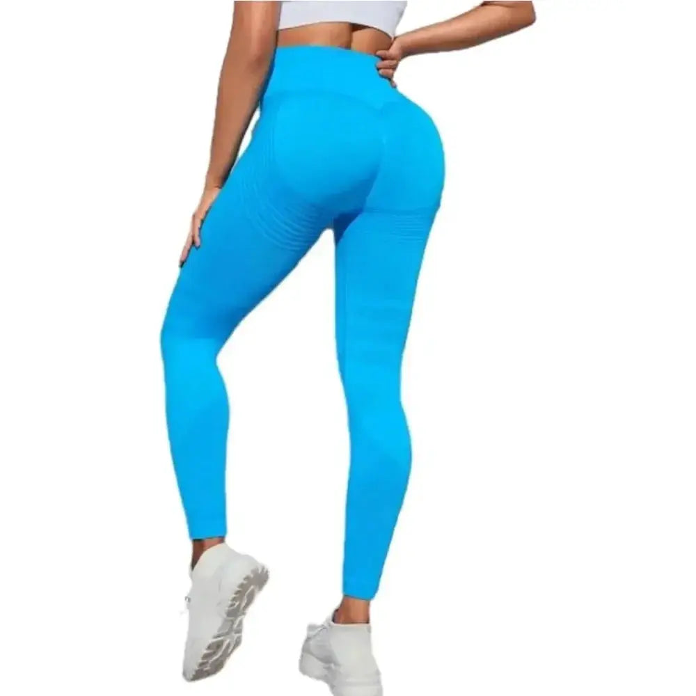 Slimove Cellulite 3D Leggings, turquoise high-waisted butt-lifting gym leggings for workouts, stretch-fit.