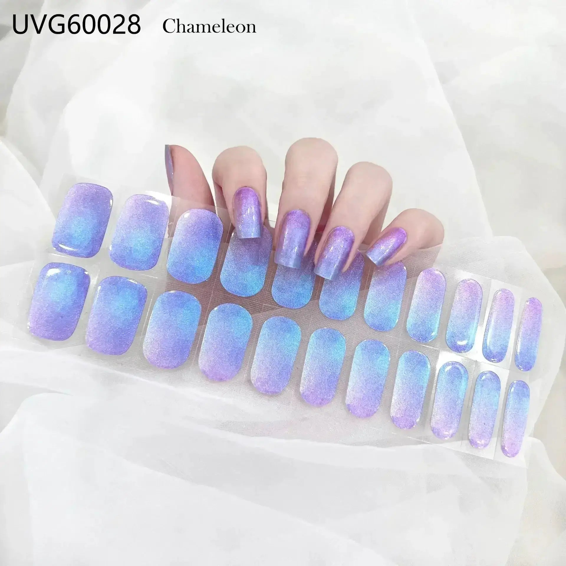 Simples Market UV gel nail wraps UVG60028 Chameleon gradient full-cover stickers in purple-to-blue iridescent