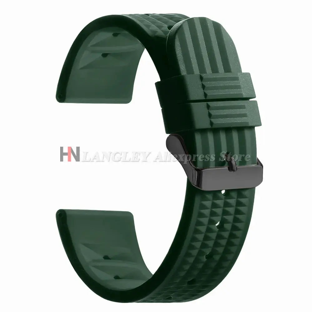 Watchdives Soft Rubber Waffle Strap 20mm 22mm Silicone Diver Watchband For Seiko SKX007 Waterproof