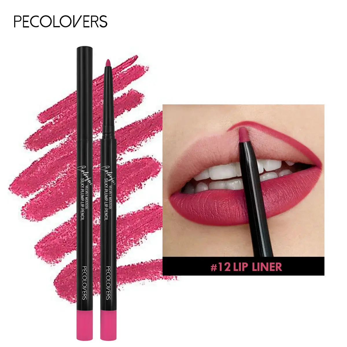 LuxLips Waterproof Matte Lipliner Pencil 12 Colors Long Lasting Smudge Proof Hydrating Lip Definer