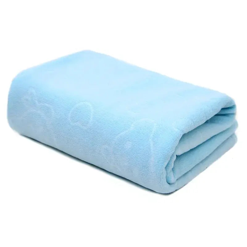 Dog and cat towel by Simples Market, light-blue quick-drying absorbent soft-fiber bath towel.