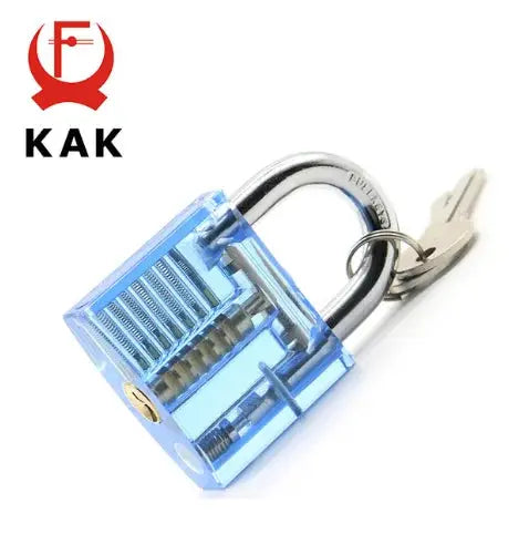 KAK transparent blue practice padlock with keys for lock-picking training