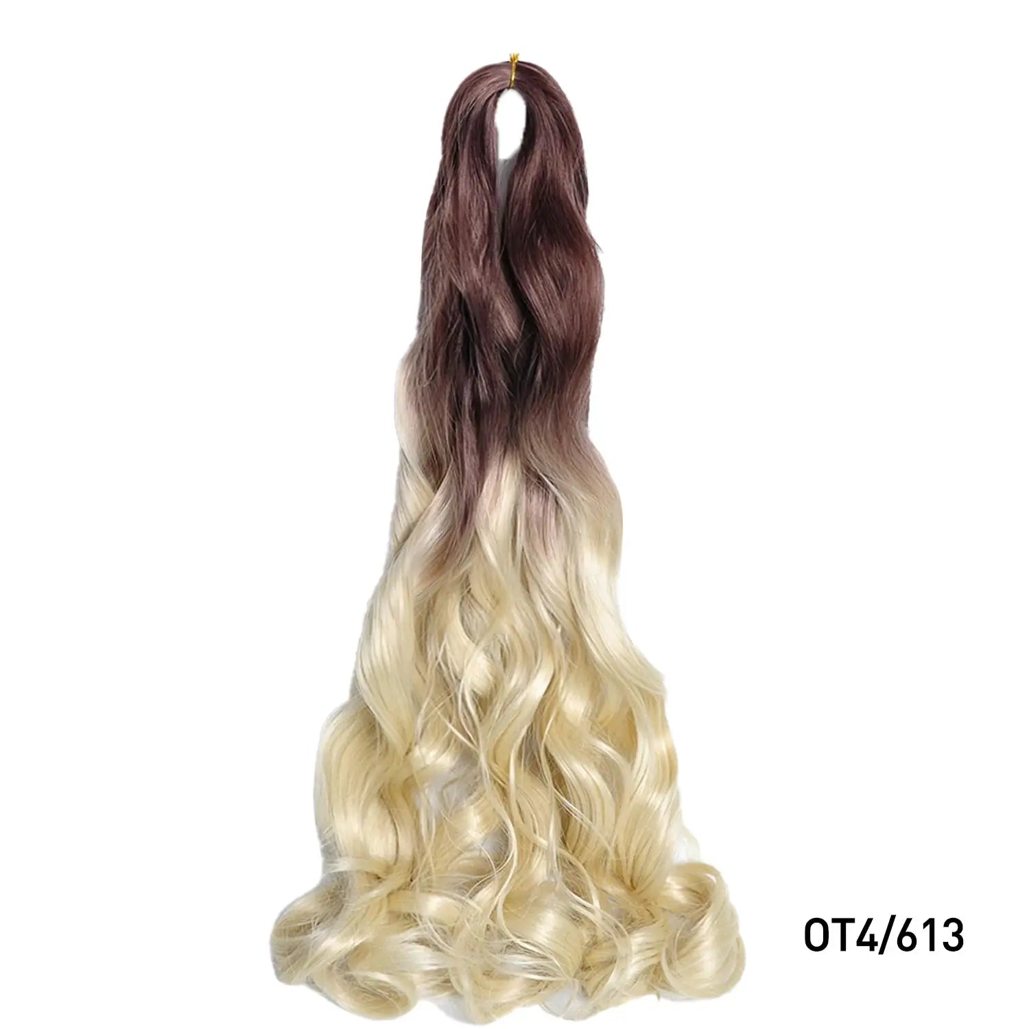 French Curls Braiding Hair 24in by Simples Market, synthetic spiral curls with burgundy-to-blonde ombre.