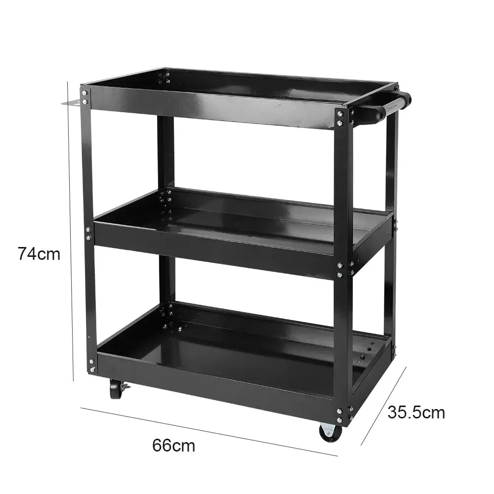 Heavy Duty Rolling Tool Cart With Wheels Three Tier Portable Utility Garage Cart Collapsible Storage Cart