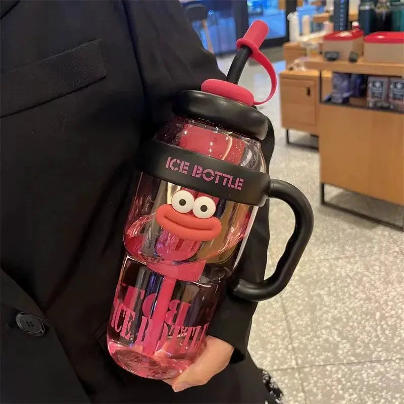 1100ML Sports Water Bottle For Women Cute Aesthetic Large Capacity Portable Straw Cup For Summer Home Outdoor