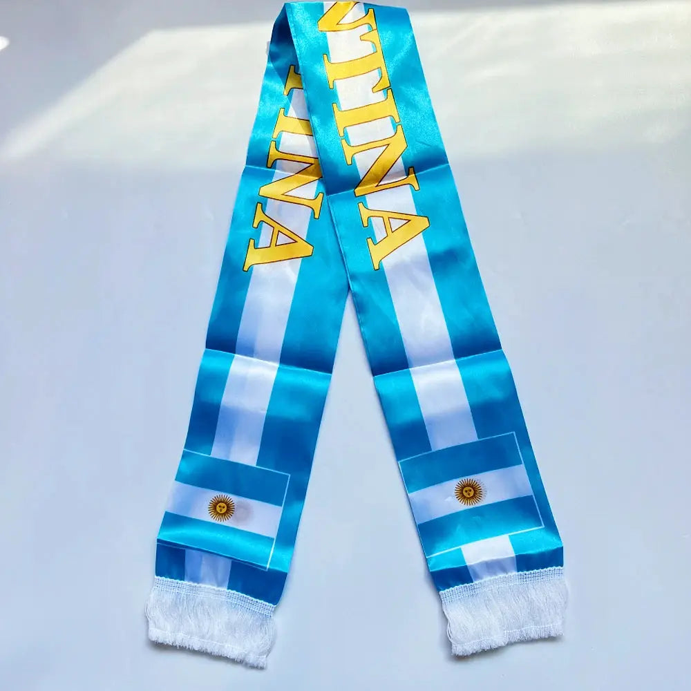 Double Sided Satin Scarf Flag USA Mexico Netherlands Iraq Haiti France