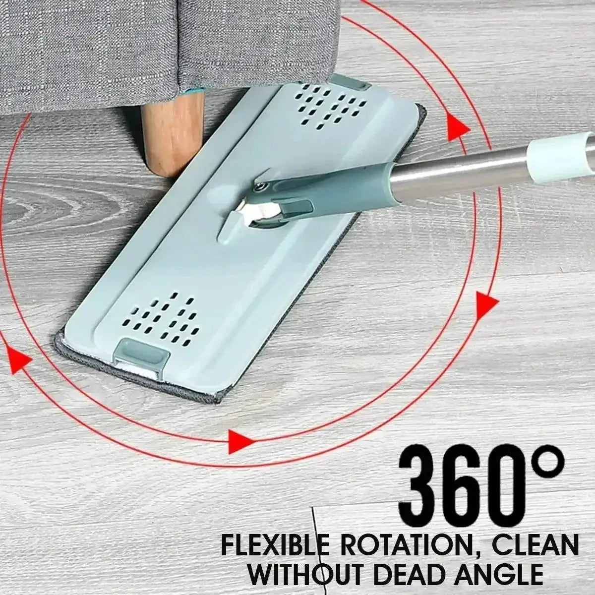 Flat squeeze mop with bucket by Simples Market, 360° rotation, microfiber pads for hardwood and laminate floors.