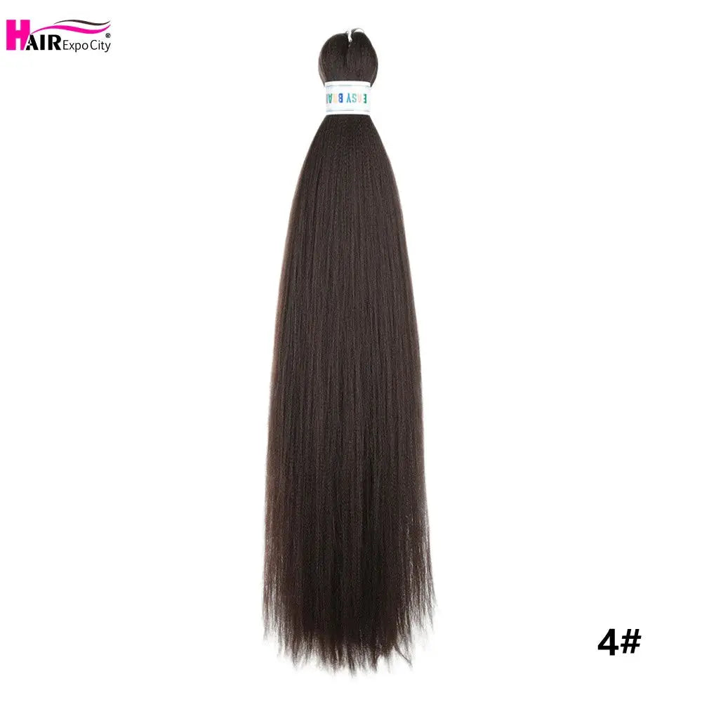 Easy Braids 26-inch synthetic jumbo braids hair extensions in dark brown; Hair Expo City logo visible