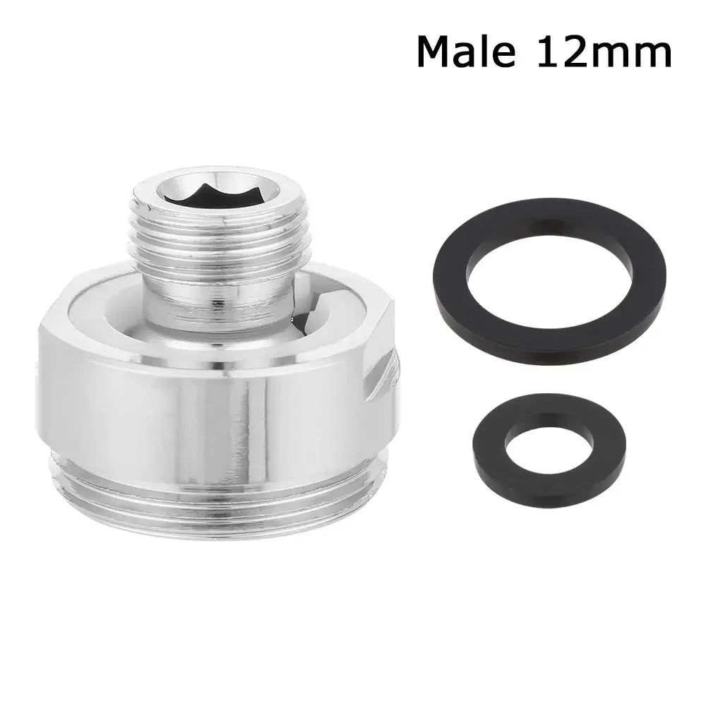 Swivel aerator adapter, chrome metal, 360° adjustable, male 22mm, with two rubber washers