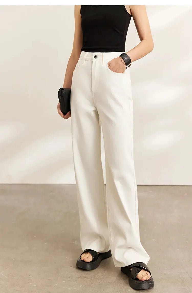 Amii Minimalism Vintage Denim Jeans Women Loose Wide Leg Autumn Pants
