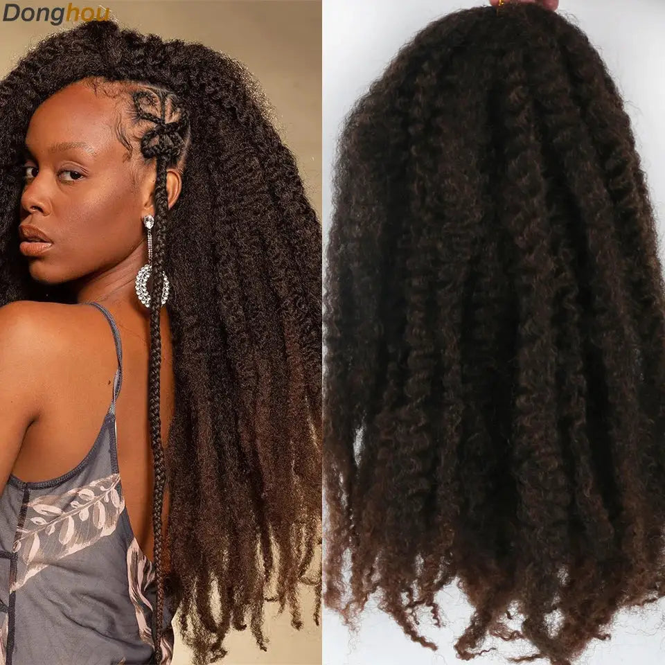 Marley Hair 18in synthetic afro-kinky braiding extensions in ombre black brown blonde grey by Simples Market