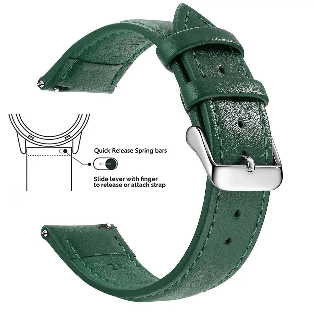 Timely Top Grain Genuine Leather Watch Band Quick Release For Easy Swaps Fits 12 To 24 Mm