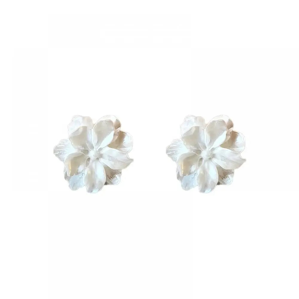 White Flower Stud Earrings Folded Acrylic Side Jewelry For Women And Girls Japanese Style Sweet Floral Charm