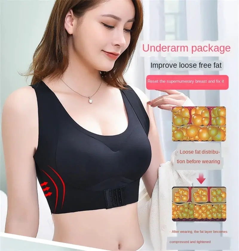 Simples Market posture correction bra, black seamless back-support bralette with adjustable closure