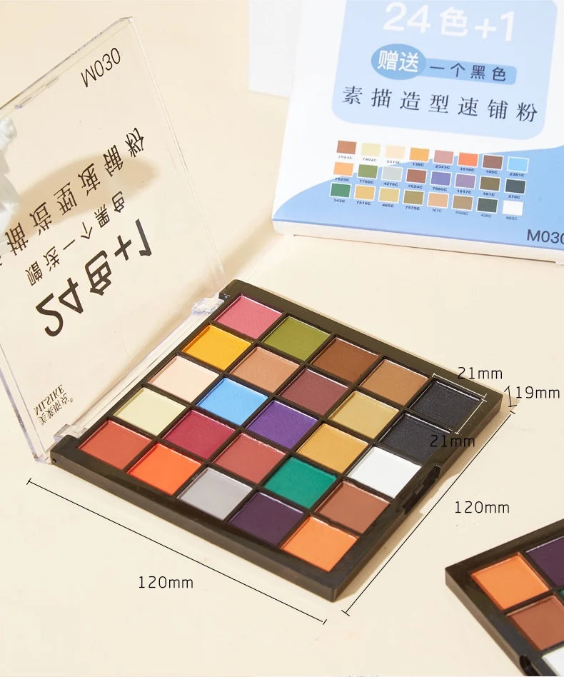 24-color soft artist pastel powder set by Simples Market, water-soluble, in a black case for sketching