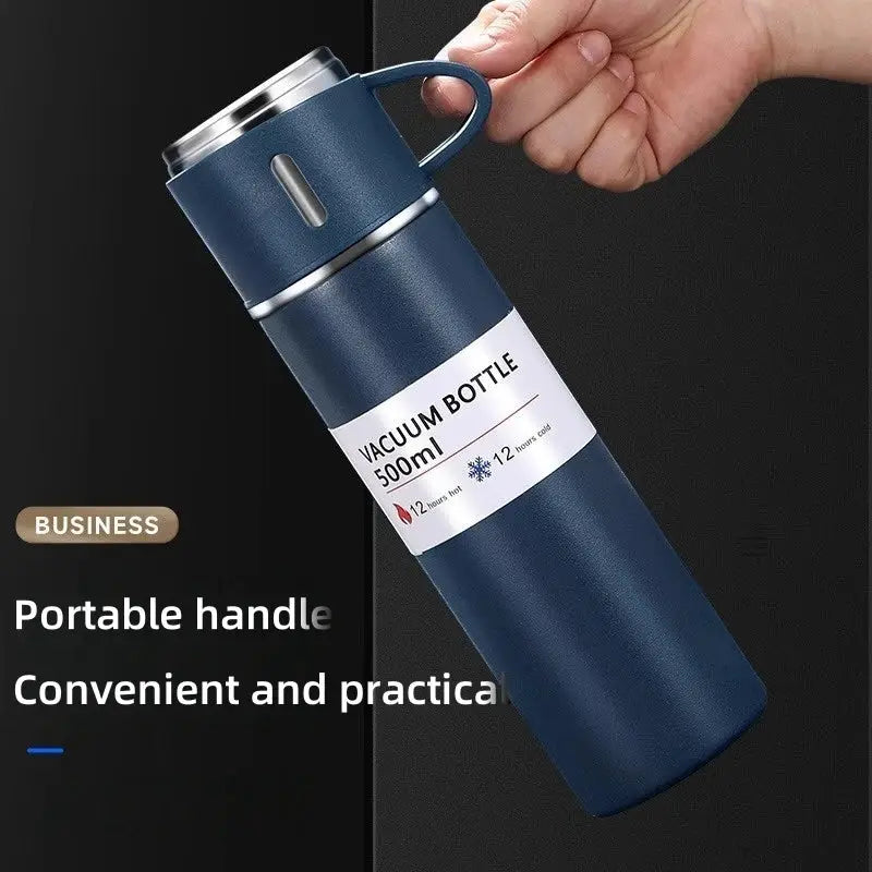 304 Stainless Steel Vacuum Insulated Water Bottle 500ml Portable Coffee Bottle Business Style Travel Thermal Mug