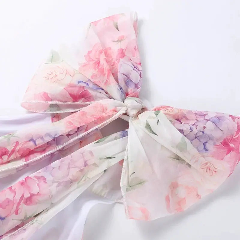 Floral Printed Backless Mini Dress Sleeveless A Line Party Clubwear