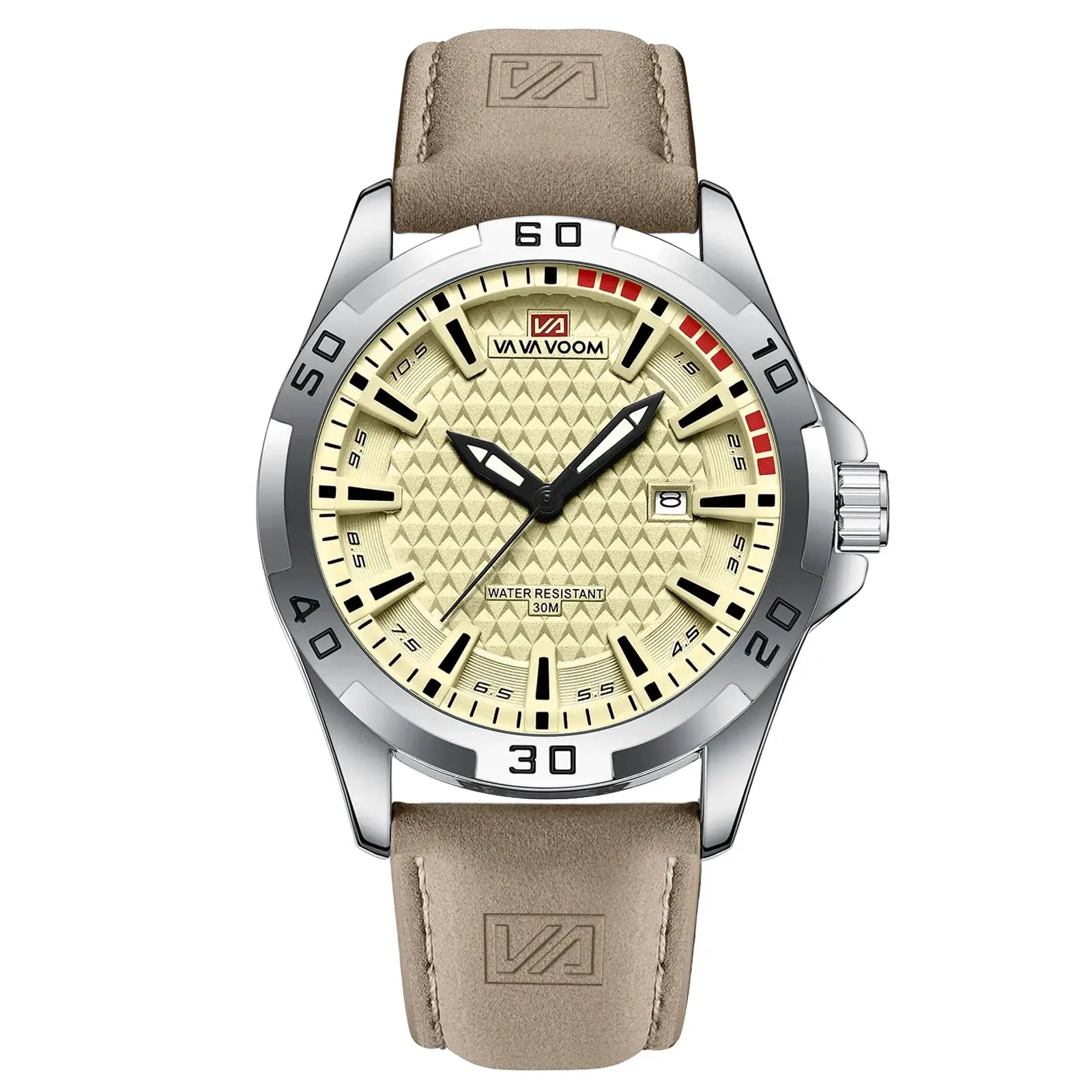 Mens Casual Sport Military Quartz Calendar Wrist Watch Waterproof Leather Strap Business Ready