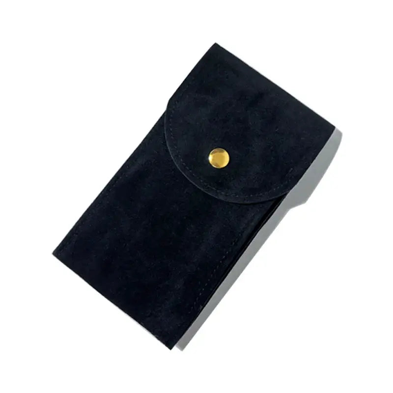 Embers watch bag in blue-black flannelette with gold snap closure