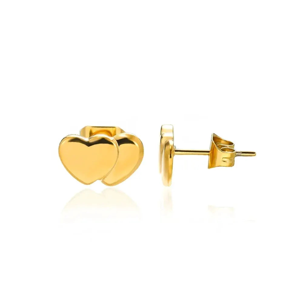 Hollow Zircon Heart Earrings For Women Stainless Steel Gold Color Jewelry Gift Free Shipping Luxury Wedding Accessory