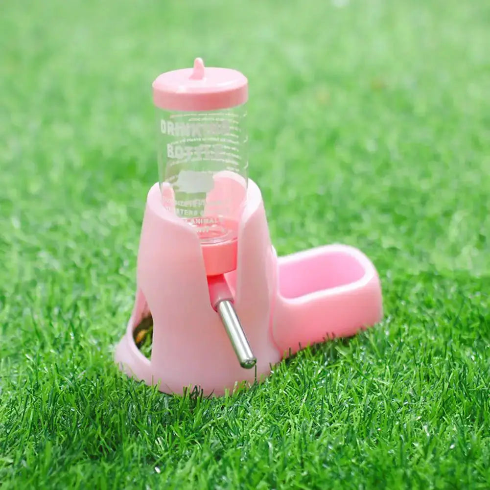 Simples Market pink hamster water feeder, automatic drinker with bottle and food bowl.