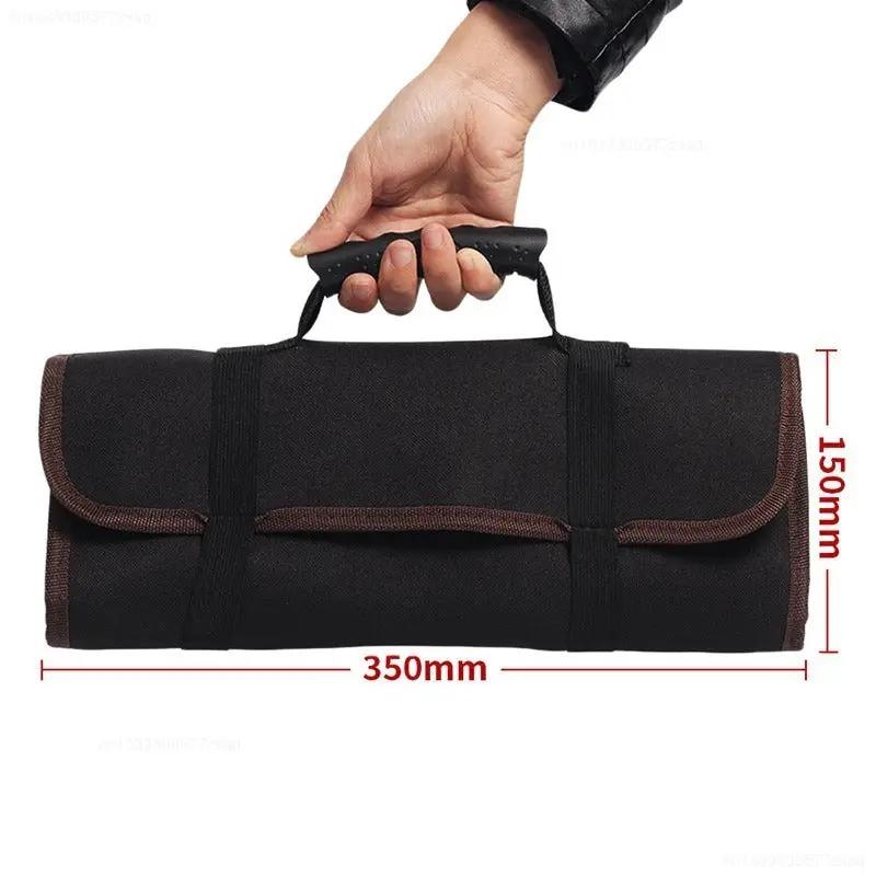 Simples Market multifunction tool roll bag, black Oxford canvas with carrying handle, 350mm x 150mm
