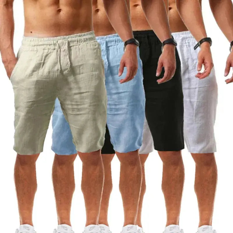 Men's cotton shorts by Simples Market; breathable solid-color shorts, 5 color options with elastic waist