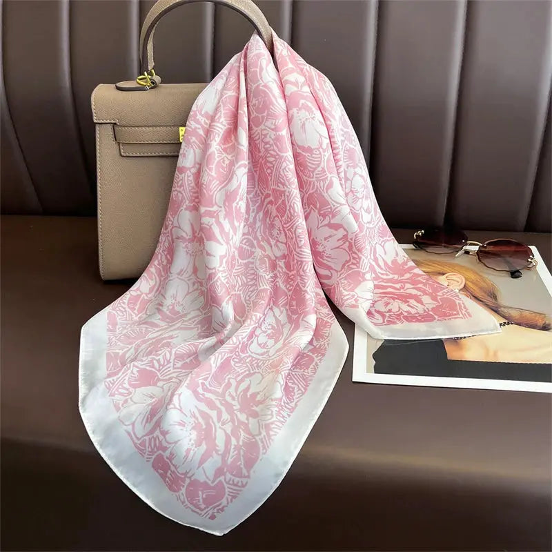 Luxe Silk Satin Square Scarf Silk Feel Finish Versatile Fashion Wrap For Shawl Hijab Neckerchief Hair Ribbon Headband