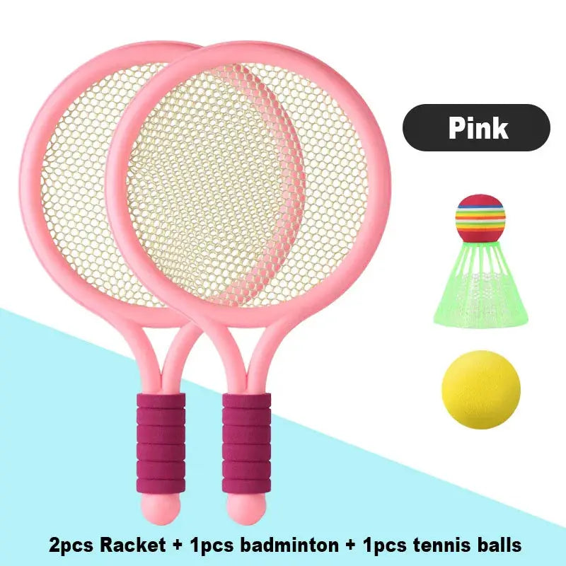 Kids Badminton And Tennis Racket Set For 3 To 12 Years Lightweight Plastic Outdoor Toy For Beginners